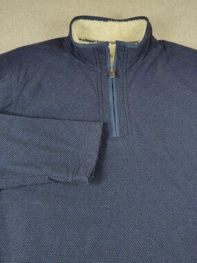 Orvis Sweater Mens XXL Blue Sherpa Lined 1/4 Zip Pullover Heavyweight